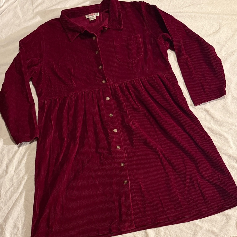 FADs: Corduroy Dark Academia Burgundy Button-Down Midi Dress Sz 20